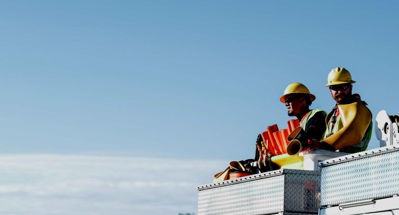 Lineman in a bucket.