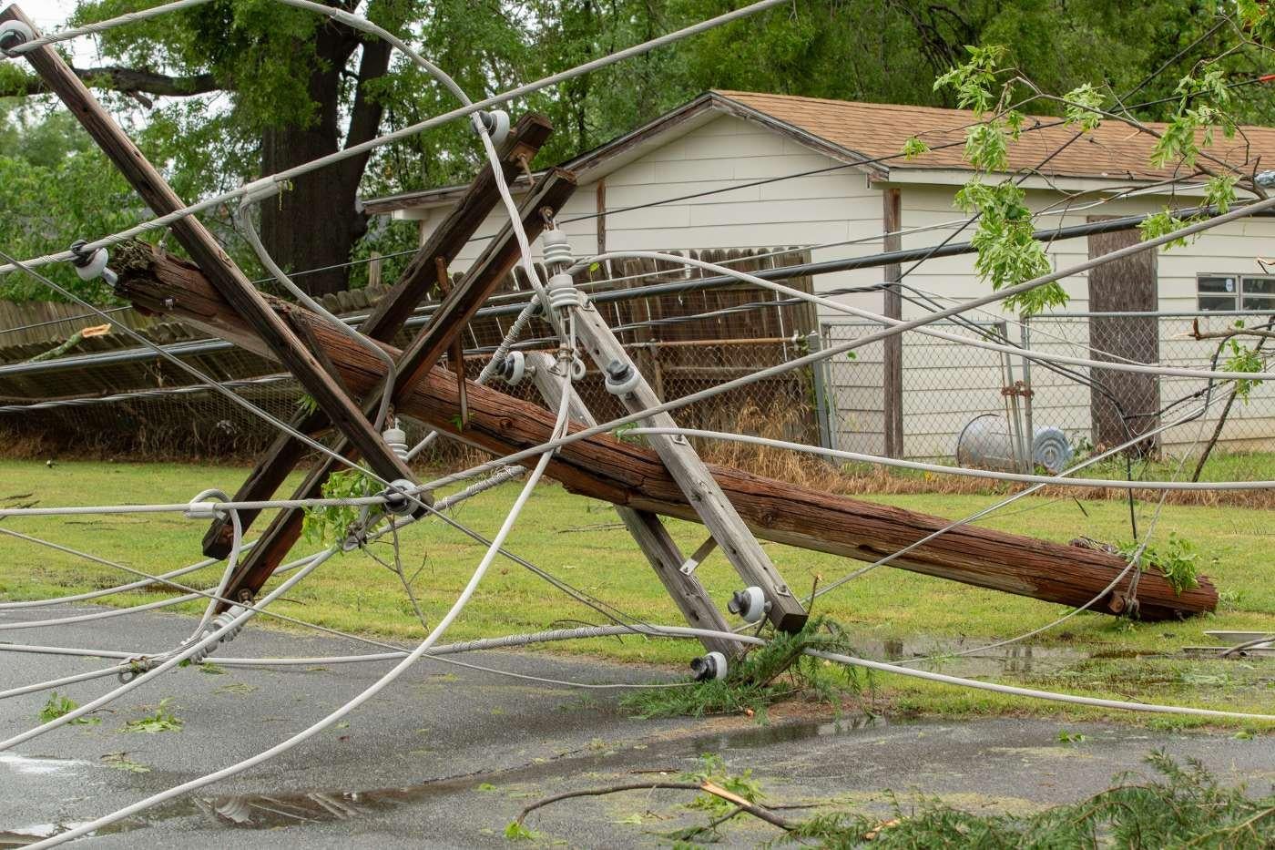 downed power line by tree