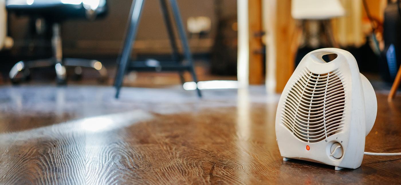 space heater on wood floor