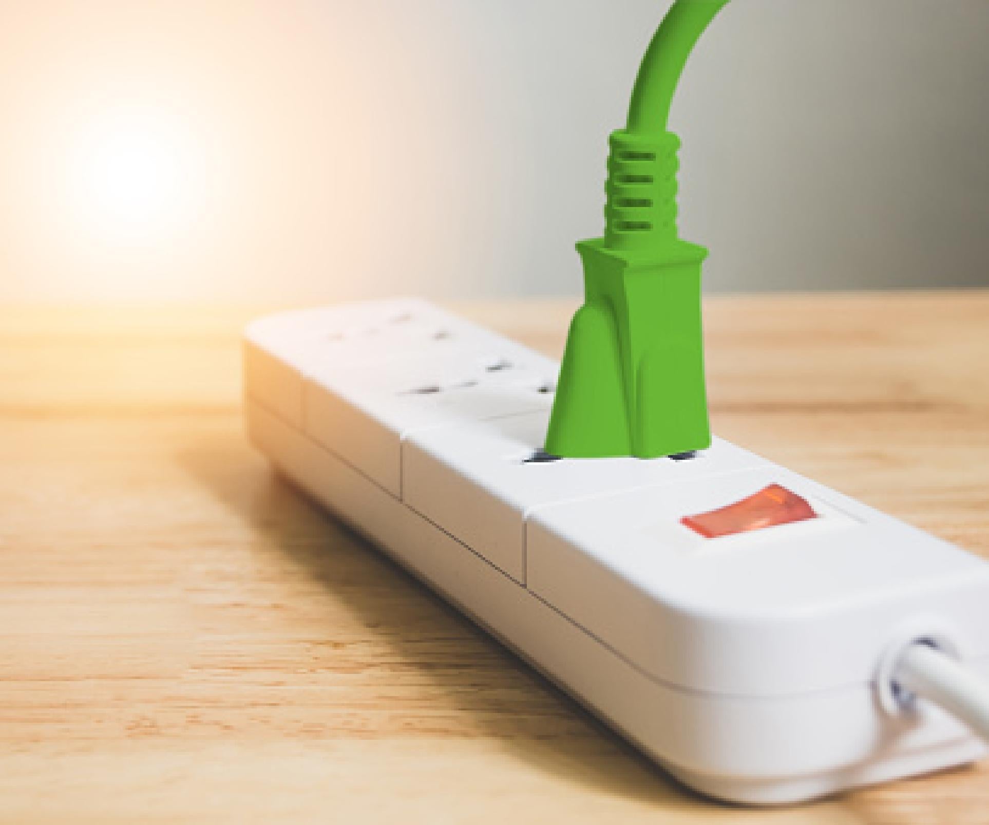 power strip with green plug