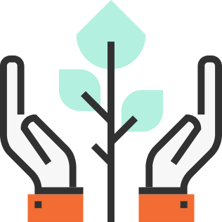 Hands holding tree icon